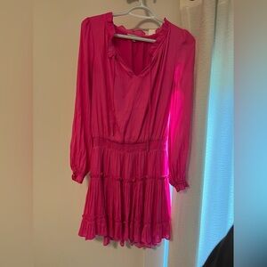 Boutique Bright Pink Long Sleeve Dress